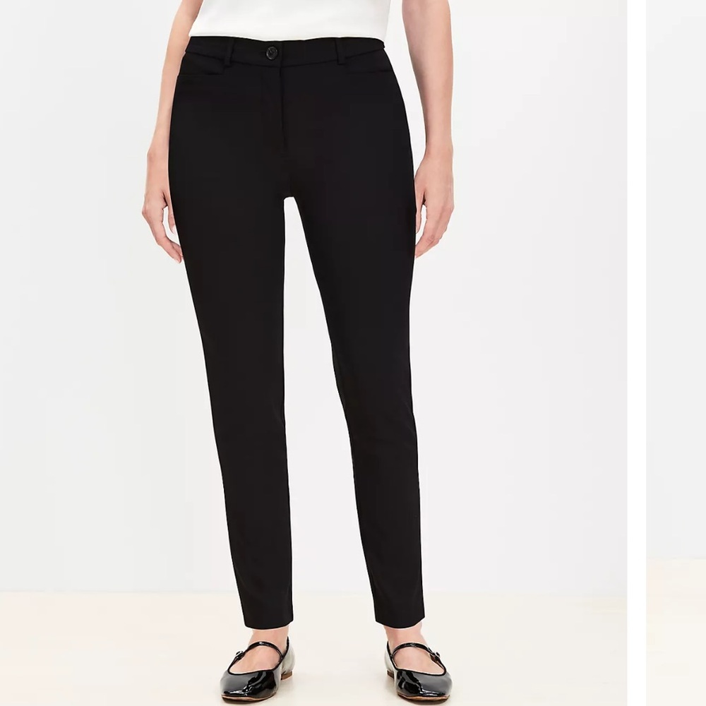 LOFT Sutton Skinny Pants, Black, Size 6